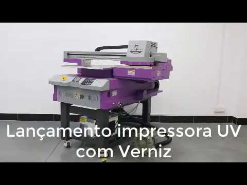 Impressora uv 6090 industrial com 3 cabeças de impressão e verniz