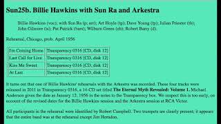 Billie Hawkins with Sun Ra and His Arkestra Rehearsal Chicago 1956