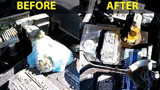 How to clean and save corroded battery terminals. (EASY)