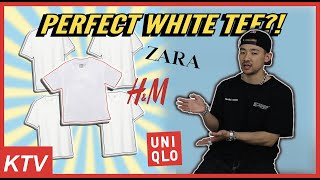 BEST MENS WHITE TEE?! (H&amp;M vs ZARA vs UNIQLO) MEN STREETWEAR
