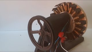 FIZ um bom GERADOR DE ENERGIA ELÉTRICA em casa com madeira parafusos IMÃS NEODIMIO e fios reciclados