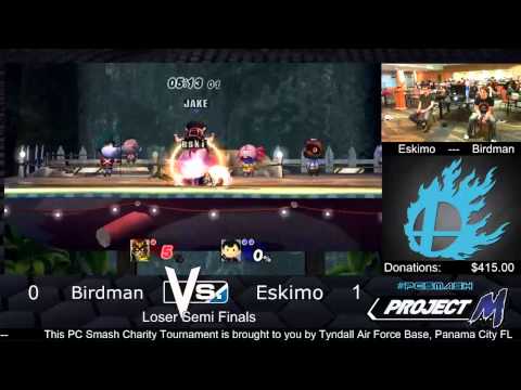 PCSmash Charity Event - Project M - Birdman (Ness) vs eskimo (Mario, Falcon)