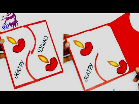 Diwali greeting card|| How to make Greeting card for Diwali||Paper greeting card|| Queen's home Video