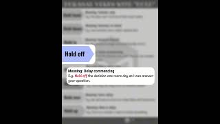 Hold On, Hold Up, Hold Back | Phrasal Verbs in English