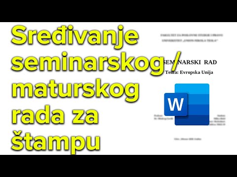 Maturski - seminarski rad - uređivanje, podešavanje i priprema za štampanje