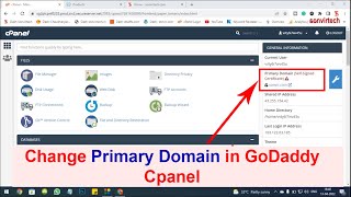 How to change primary domain in GoDaddy Cpanel in Hindi