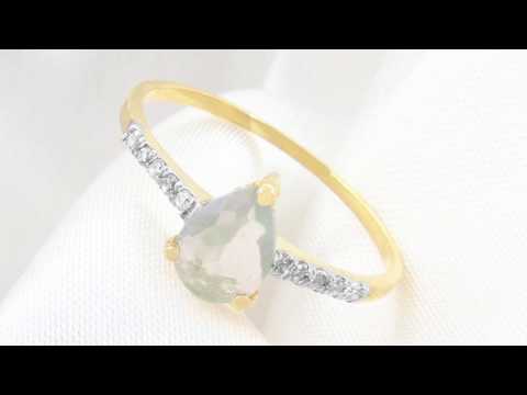 TELEIOS LUXE 18K GOLD 0.4CT PEAR OPAL 0.07CT DIAMONDS RING - 6.5 US - TL0000099
