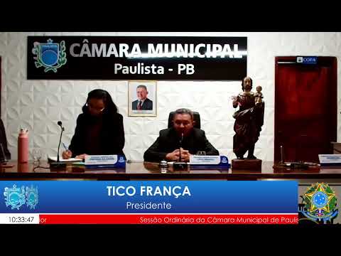 AO VIVO: SESSÃO ORDINÁRIA DA CÂMARA MUNICIPAL DE PAULISTA/PB