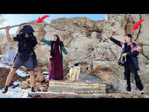 How did the dog owner approach the dream and encounter the caveman? 