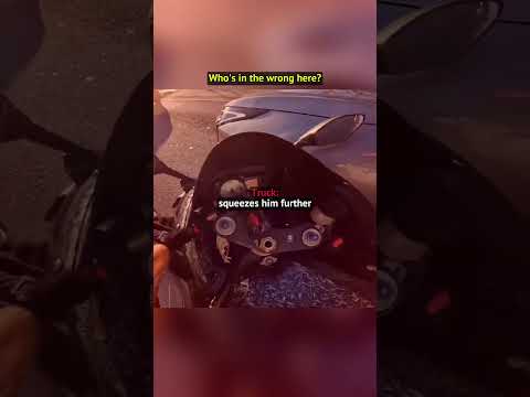 Biker Gets Squeezed By A Truck On Purpose? 😳