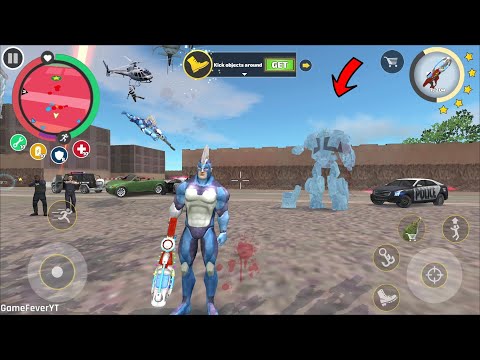 Rope Hero Vice Town (New Winter Season) Rope Hero with Snow Gun Freezed Police Car Robot - HD