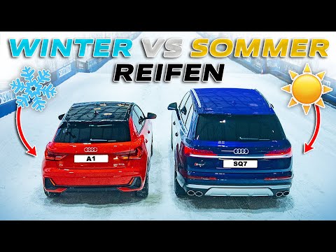 Darum versagt Allradantrieb auf Schnee! Audi A1 vs. Audi SQ7 | DRAG RACE