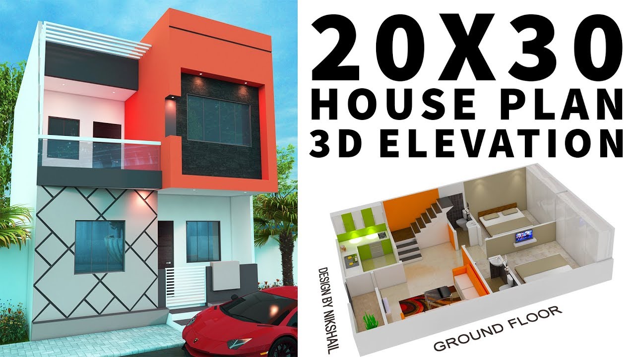 20X30 House plan with 3d elevation by nikshail Whats app no. 8989061809