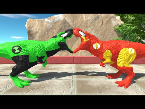 BEN10 T REX VS FLASH T REX DEATH RUN || ARBS || Animal Revolt Battle Simulator
