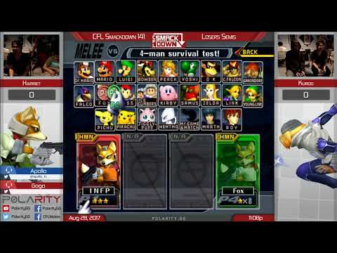 CFL Smackdown 141 Melee - Krudo (Sheik, Fox) vs Harriet (Fox) - Losers Semis
