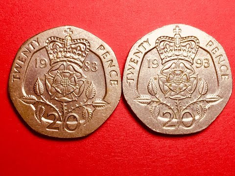 UK 20 Twenty Pence Coins 1983 & 1993 ELIZABETH II 2nd and 3rd Portraits