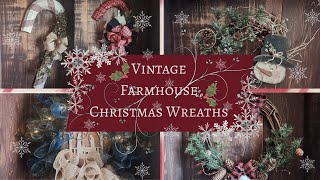 How to Make An Easy Christmas Wreath! 5 Vintage Farmhouse Christmas Decorations to make at home!