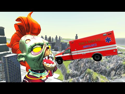 Jump Cars with Zombie Punk in the City - BeamNG.Drive