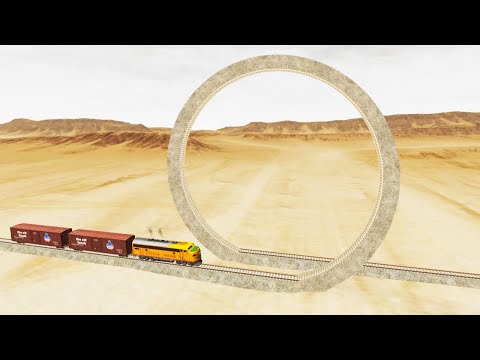 Impossible Loop Rail Tracks Vs Trains Crossing Rescue - BeamNG.Drive