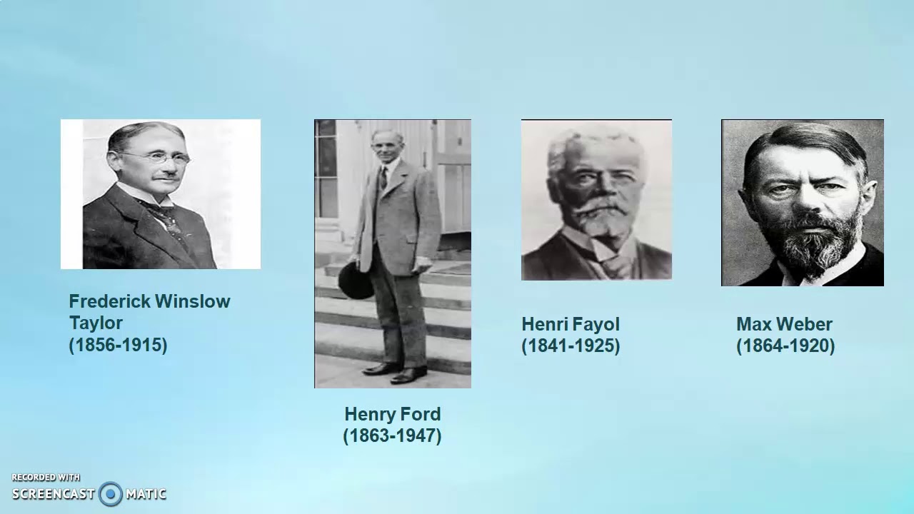 MANAGEMENT S2:  Les théories d'organisation/ l'école classique TAYLOR /FAYOL/FORD/MAX WEBER