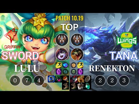 GRF Sword Lulu vs JAG TaNa Renekton Top - KR Patch 10.19