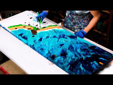 MASSIVE Triptych ~ EASY Ocean Acrylic Painting ~ Acrylic Pouring Tutorial ~ Stunning Paint Pouring