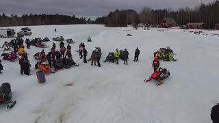 preview picture of video '2018 Palfrey Lake Lodge Snowmobile Races Drone Footage'