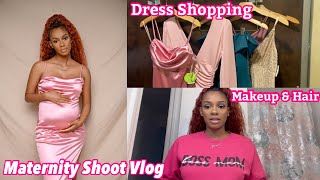 GRWM For My Maternity Shoot VLOG | Hair | Makeup | Dress Shopping | Photo Reveal