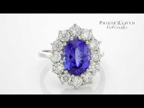 Huge 5.15ct Tanzanite and Diamond Cluster Ring