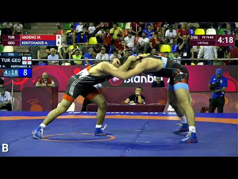 1/8 FS - 74 kg: M. AKDENIZ (TUR) v. A. KENTCHADZE (GEO)