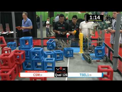 2015 VEXU Q128 - CSM vs TSEL1 - 57 to 44-Division Div-VEX U-VEX Worlds 2015