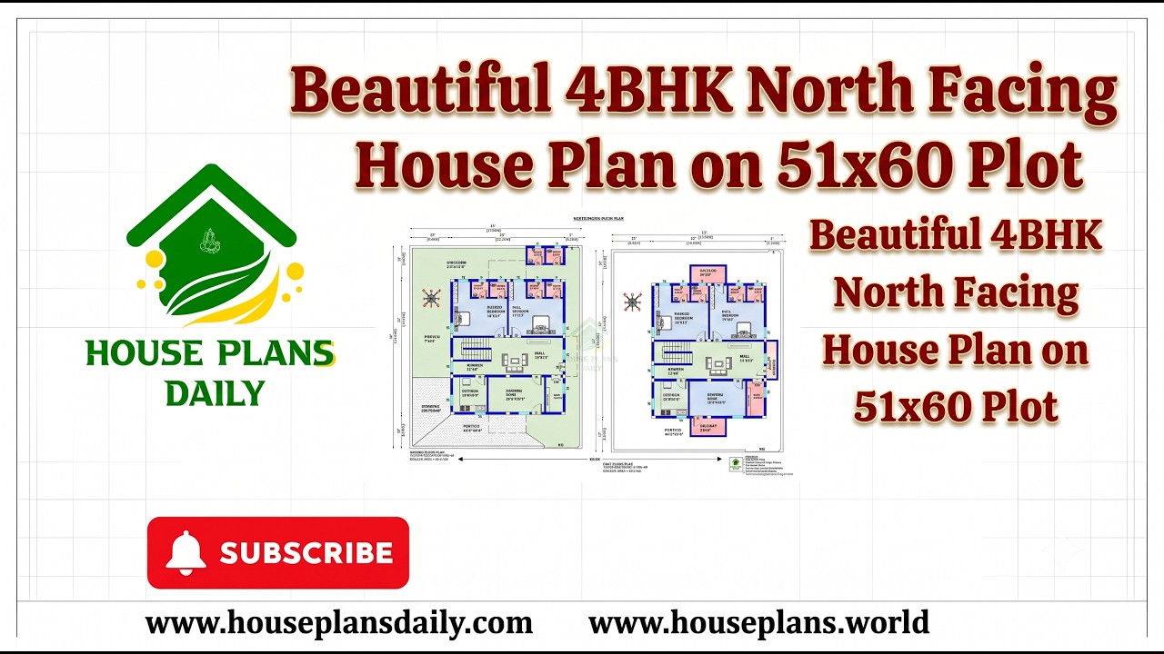 Beautiful 4BHK North Facing House Plan on 51x60 Plot