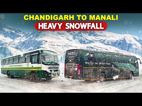 HRTC Bus Journey in Heavy Snowfall | MANALI - The Winter Wonderland | Himbus