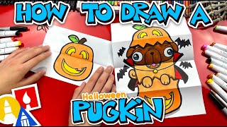 How To Draw A Cute Pug In A Pumpkin - A Pugkin!