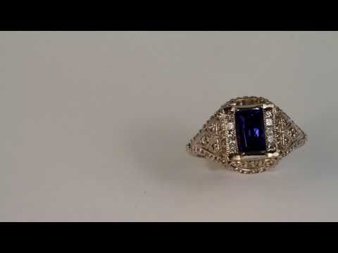 Antique Style Tanzanite and Diamond Ring