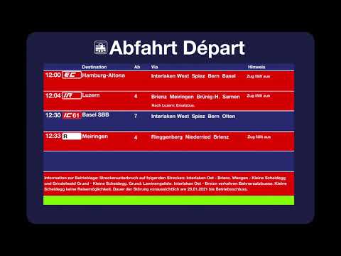 BLS Infopoint - Interlaken Ost mit Ausfall und Lawinengefahr