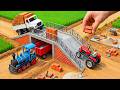 DIY Mini Tractor Builds Underground Tunnel Brick Bridge Construction Science Project