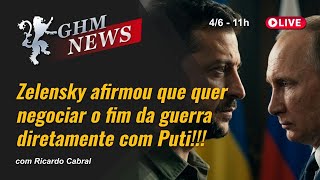 Zelensky afirmou que quer negociar o fim da guerra diretamente com Putin!!
