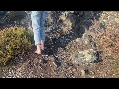 barefoot girl climbing