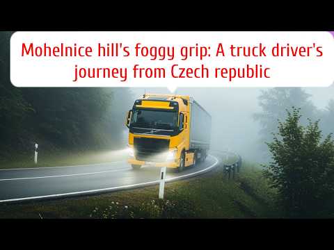 Mohelnice hill's foggy grip: A truck driver's journey from Czech republic #truckvideo 