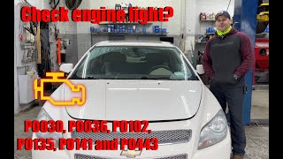 PO030, PO036, PO102, PO135, PO141, PO443 Electrical and wiring problem. 2008 Chevy Malibu