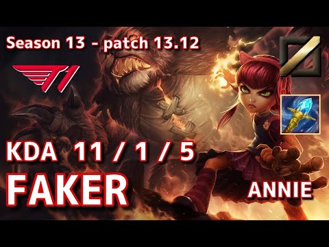 【KRサーバー/GM】T1 Faker アニー(Annie) VS トリスターナ(Tristana) MID - Patch13.12 KR Ranked【LoL】