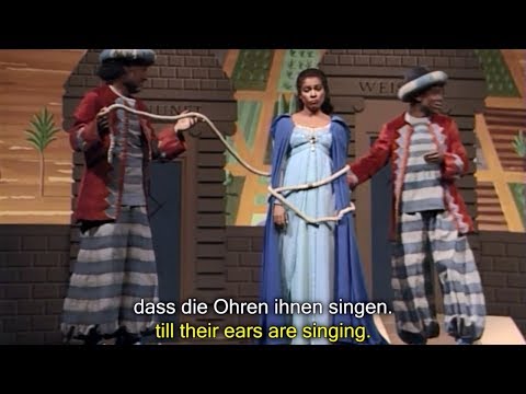 Mozart's Magic Flute: Monostatos and his slaves try to capture Pamina and Papageno