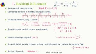 Algoritmul de rezolvare a unor ecuatii rationale cu necunoscuta la numitor