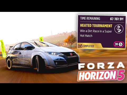 Forza Horizon 5 Daily Challenge "Heated Tournament" Win a Dirt Race In a Super Hot Hatch