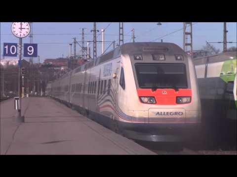Allegro train departing from Helsinki central Railway station to St.Petersburg