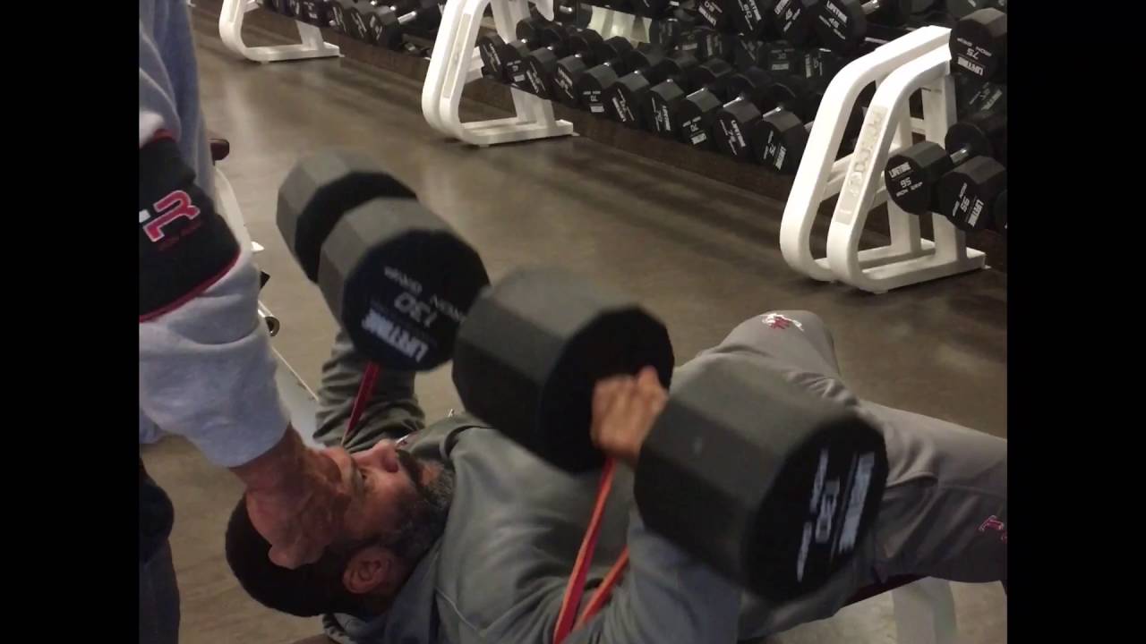 Band-Resisted Dumbbell Press