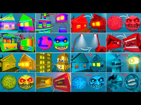 EVERYTHING TURNED INTO ALL COLORS CREATURES | MEGAHORN, MOON, HOUSE HEAD