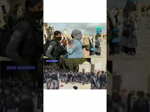 Palestinian lady stands face to face with an Israeli soldier who protects settlers at Al Aqsa.