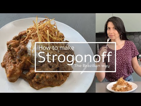 How to Make Brazilian Strogonoff and Shoe String Potatoes - Estrogonofe com batata palha